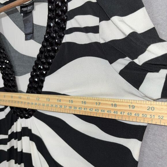 Bisou Bisou Zebra Print Blouse 14 Beaded Neck Glam Rock Bold Statement Top - Picture 8 of 8